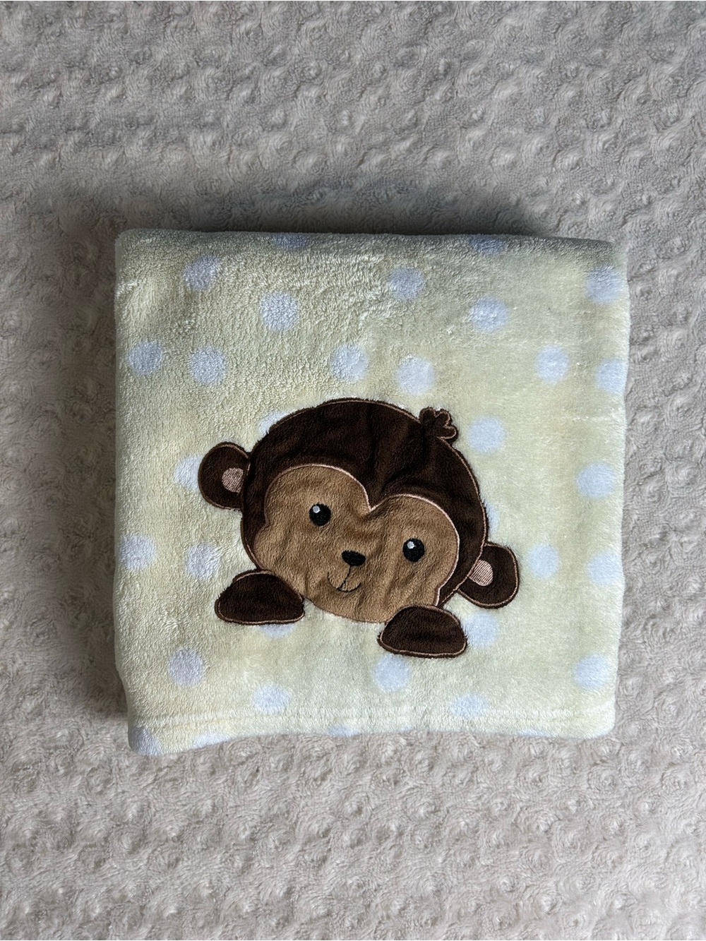 Bedtime Originals Brown Monkey Baby Blanket Yellow White Polka Dots Lovey